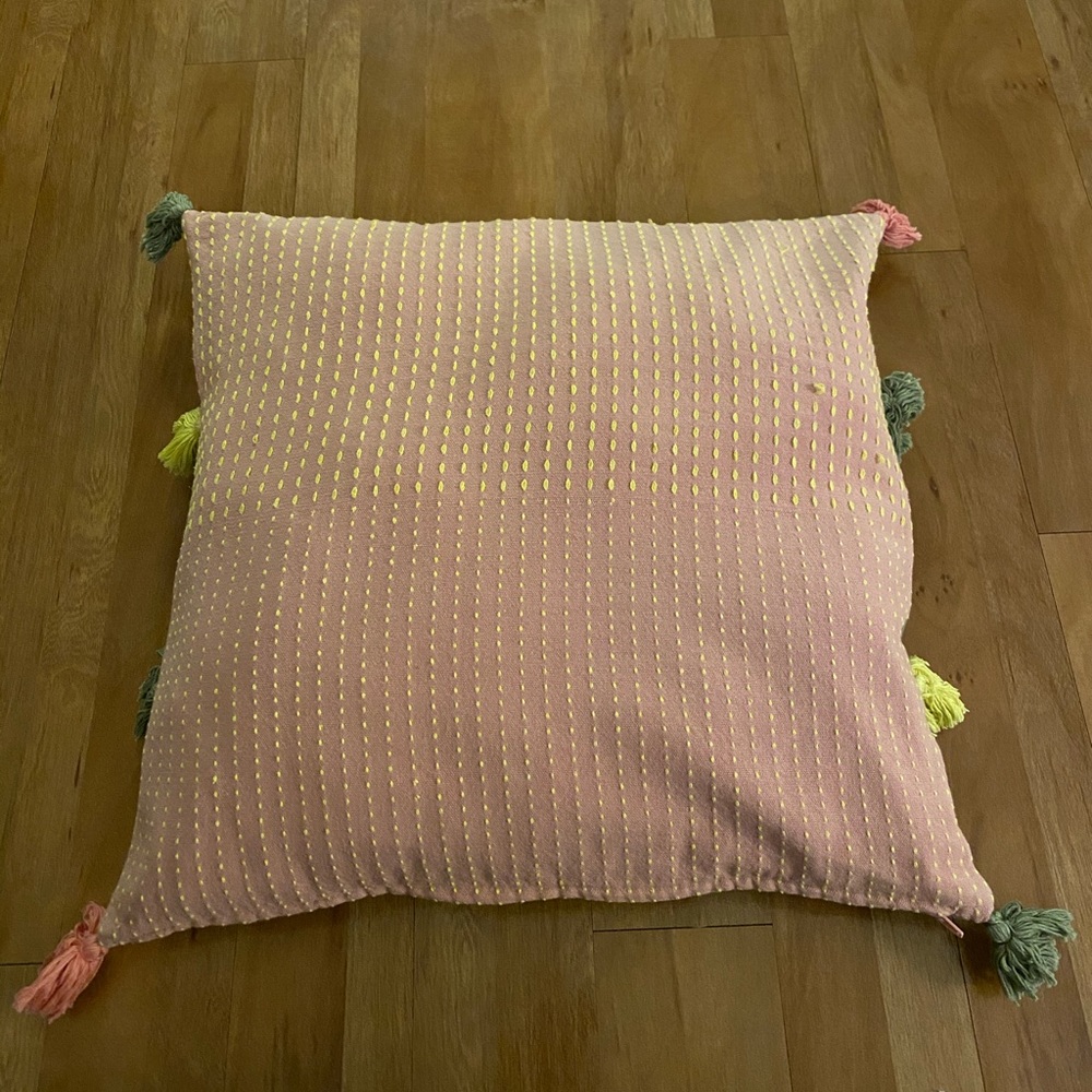 Pink and Olive Throw Pillow